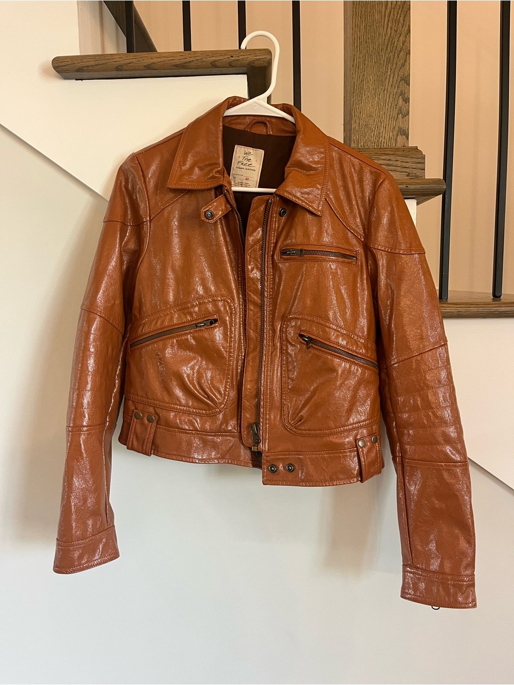 Free People We The Free Josie Vegan Leather Zip Up Jacket size XS